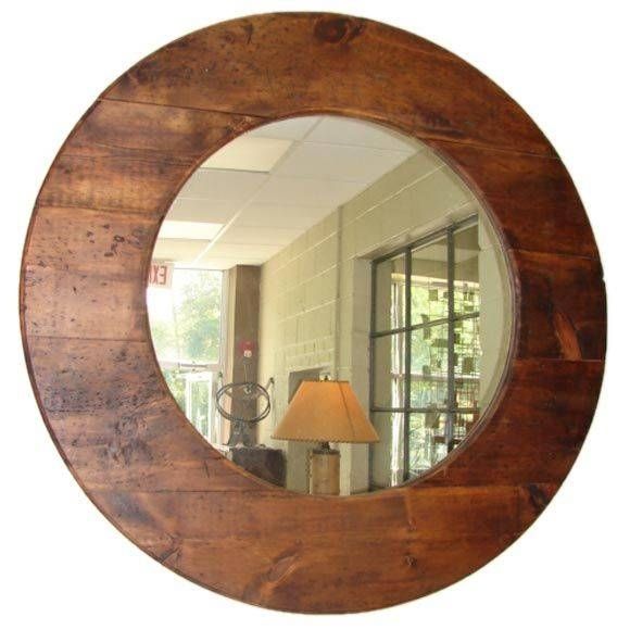 Large Round Barn Wood Mirror At 1stdibs Within Large Round Wooden Mirrors (Photo 1 of 20)