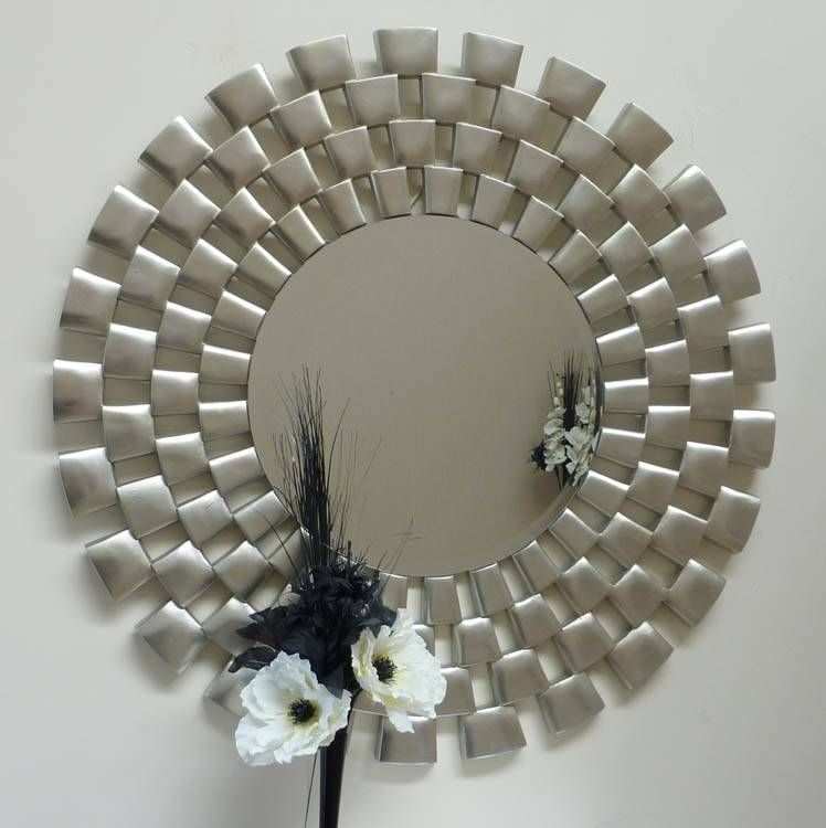 Large Round Champagne Silver Clinks Mirror 121cm Large Round For Large Circle Mirrors (Photo 12 of 20)