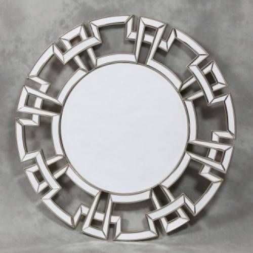 Large Round Venetian Aztec Mirror Silver With Round Venetian Mirrors (View 15 of 30)