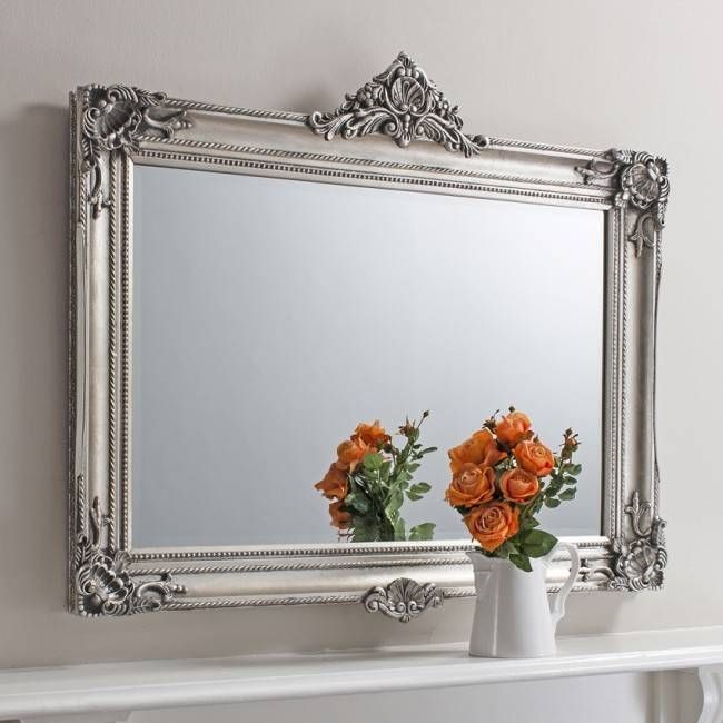 Large Silver Baroque Frame Over Mantel Mirror Pertaining To Large Mantel Mirrors (View 27 of 30)