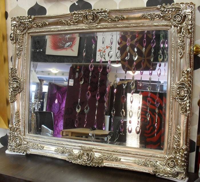 Large Silver Ornate Vintage Bevelled Wall Mirror 117x88cm Regarding Huge Ornate Mirrors (Photo 14 of 30)