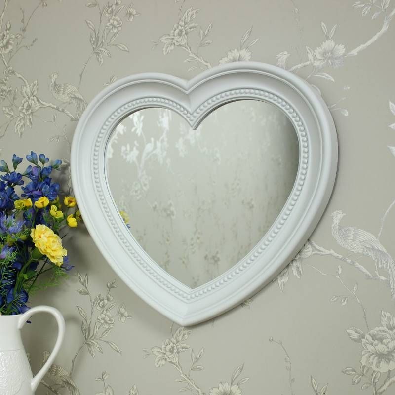 Large White Heart Wall Mirror – Melody Maison® With Regard To Heart Wall Mirrors (View 15 of 20)
