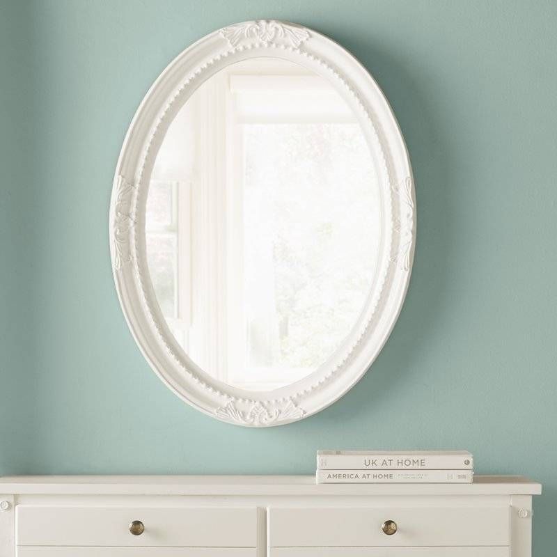 Lark Manor Oval White Wood Wall Mirror & Reviews | Wayfair Inside Oval Wall Mirrors (View 18 of 20)