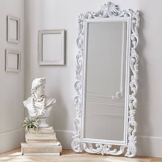 Lennon & Maisy Ornate Carved Floor Mirror | Pbteen For White Baroque Floor Mirrors (Photo 8 of 20)