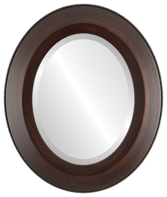 Lombardia Framed Oval Mirror In Mocha – Transitional – Wall Throughout Oval Wall Mirrors (Photo 15 of 20)