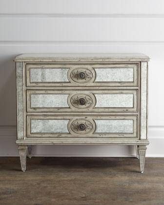 Lometa' Antiqued Mirrored Chest – Neiman Marcus Intended For Bedside Tables Antique Mirrors (View 13 of 20)