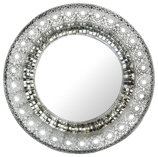 Lulu Decor, Oriental Round Silver Metal Wall Mirror, Oriental Inside Round Silver Mirrors (View 28 of 30)