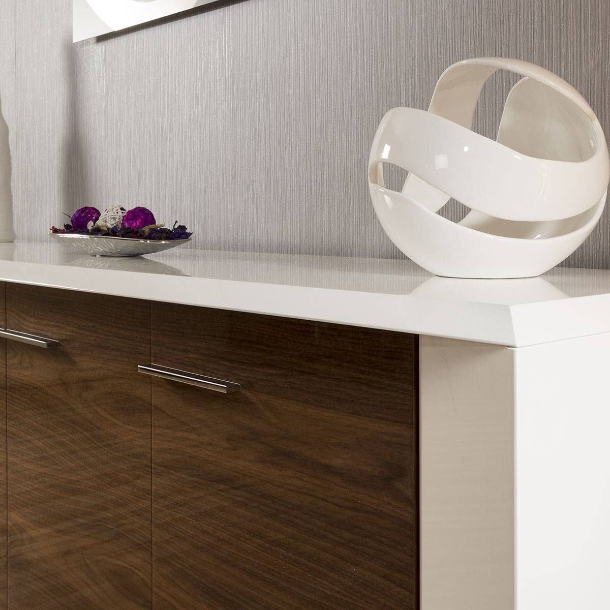 Luxury Large Modern Sideboard / Cabinet High Gloss Walnut/ White Pertaining To Large Modern Sideboard (Photo 8 of 20)