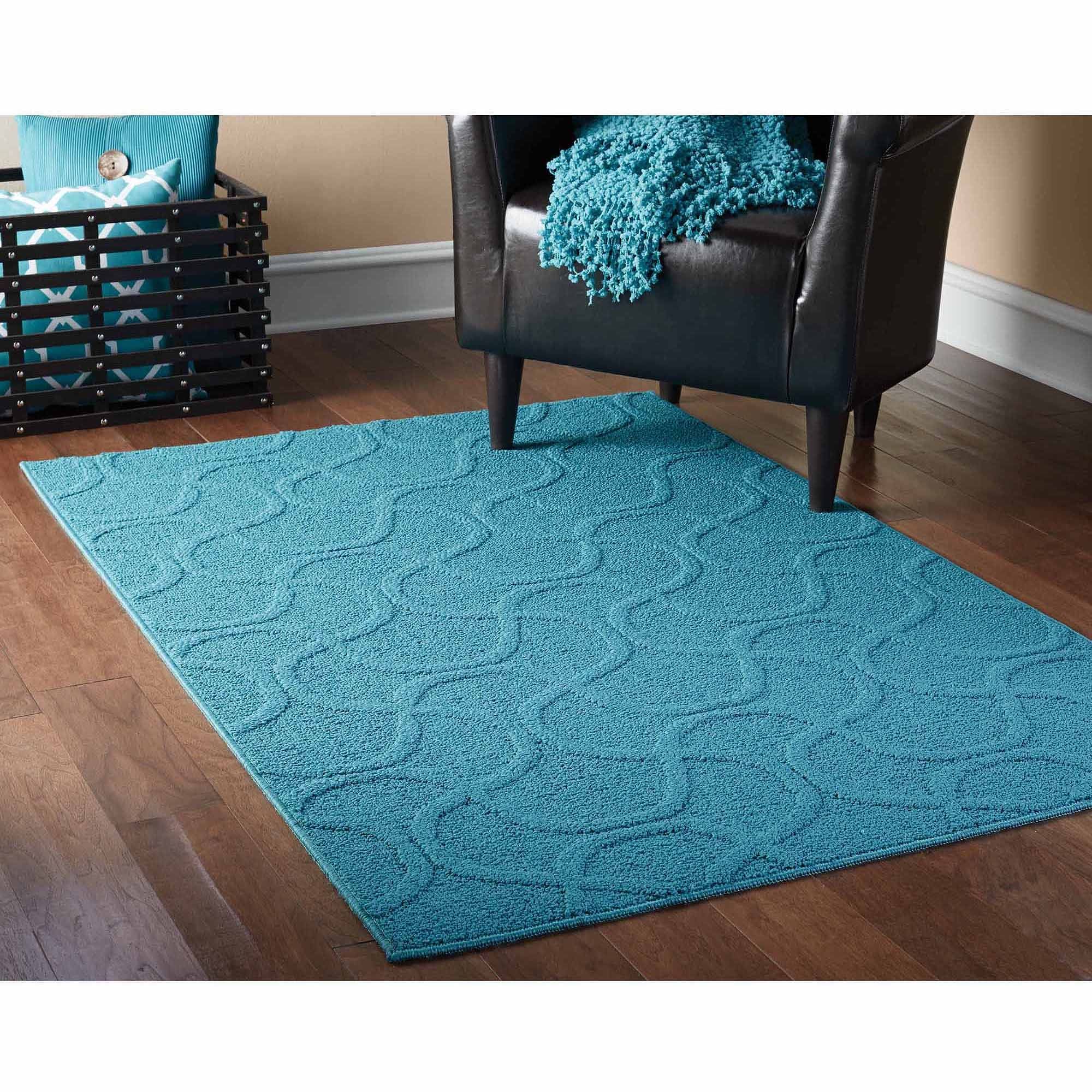 Mainstays Drizzle Area Rug Teal Walmart Throughout Hallway Runners At Walmart (View 19 of 20)