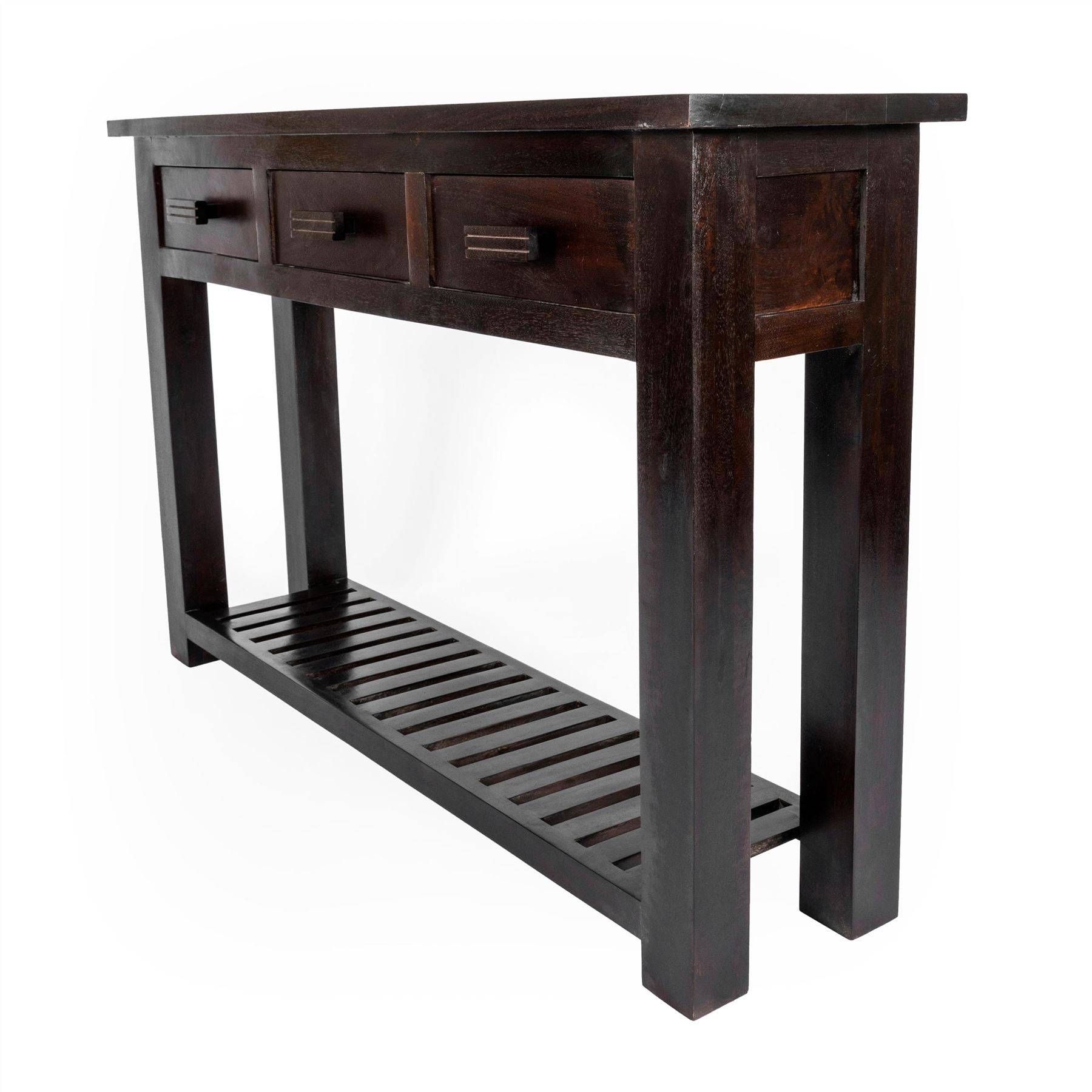 Mangat Solid Dark Wood Indian Furniture Tv Unit, Table Bookcase For Dark Sideboard Furniture (View 16 of 20)