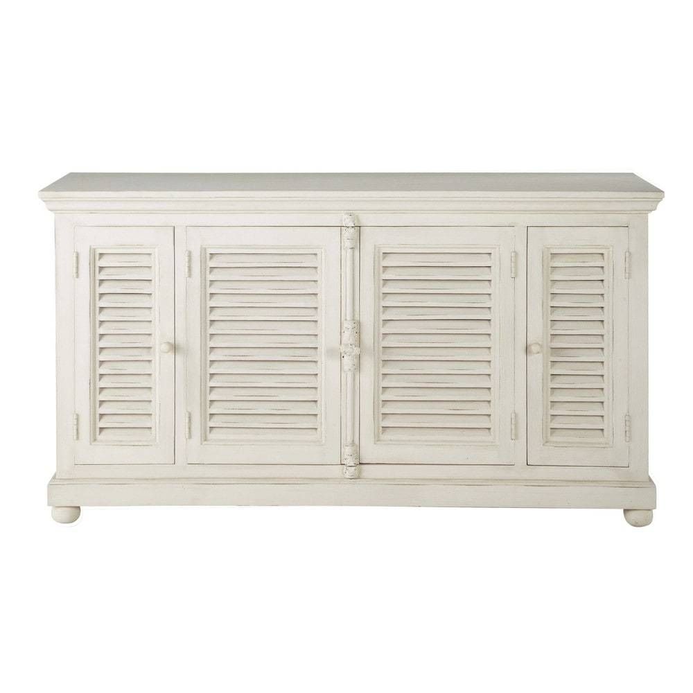 Mango Wood Sideboard In Off White W 160cm Castille | Maisons Du Monde Pertaining To Sideboard White Wood (View 12 of 20)
