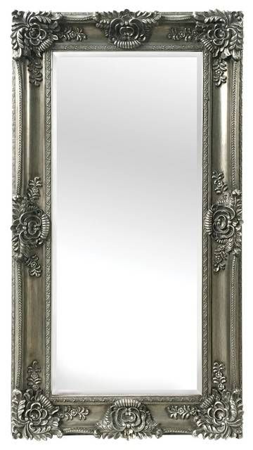 Mayfair Antique Silver Leaner Mirror – Traditional – Floor Mirrors Intended For Antique Silver Mirrors (Photo 9 of 20)