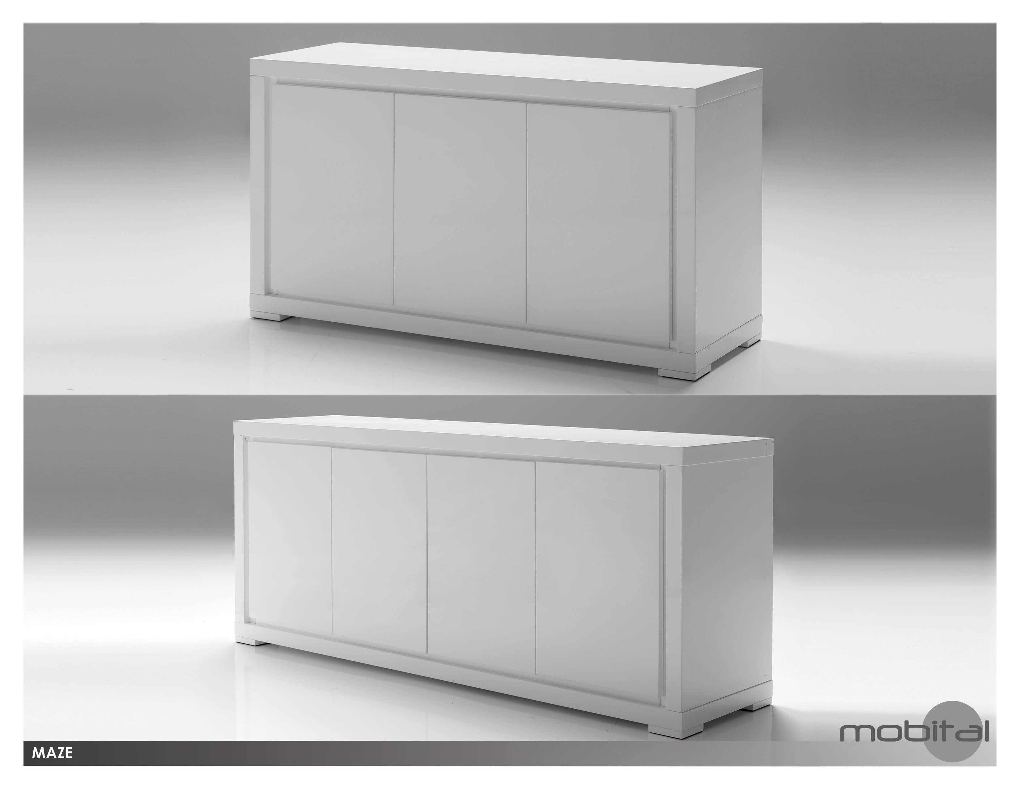 Maze Buffet 4 Door High Gloss In White 1pcmobital Throughout Cheap White High Gloss Sideboard (View 11 of 20)