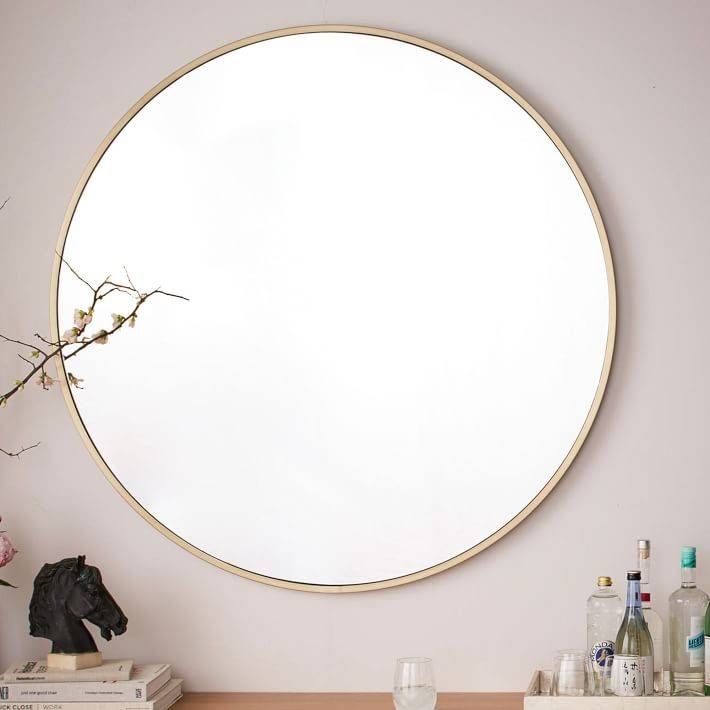 Metal Framed Oversized Round Mirror | West Elm With Antique Round Mirrors (Photo 6 of 20)