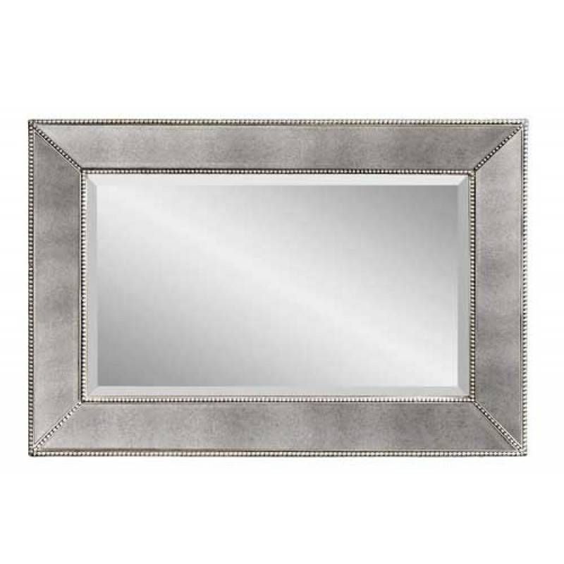 Mirror Company Beaded Antique Silver Rectangle Wall Mirror Bm M3341b Pertaining To Antique Silver Mirrors (View 7 of 20)