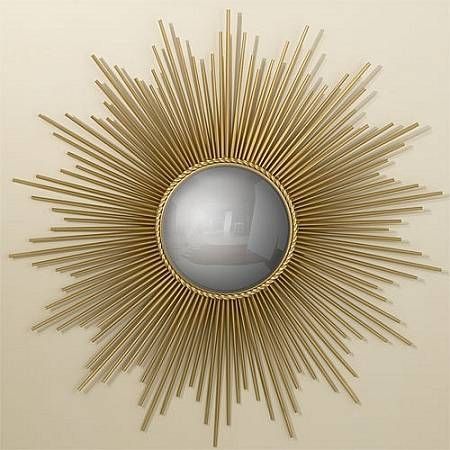 Mirror Gold, 39.5" Diam. W/12" Convexed Mirror For Sun Mirrors (Photo 4 of 20)