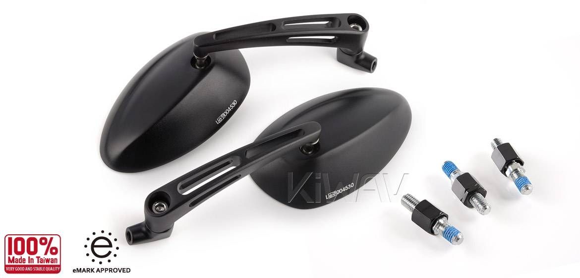 Mirrors : Magazi Oval Black Motorcycle Mirrors For Scooter In Oval Black Mirrors (Photo 15 of 20)