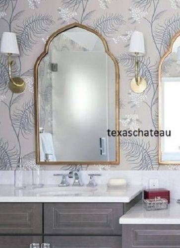 Modern Gold Arched Moroccan Wall Mirror Foyer Bathroom Arch Vanity Throughout Arched Wall Mirrors (View 19 of 20)