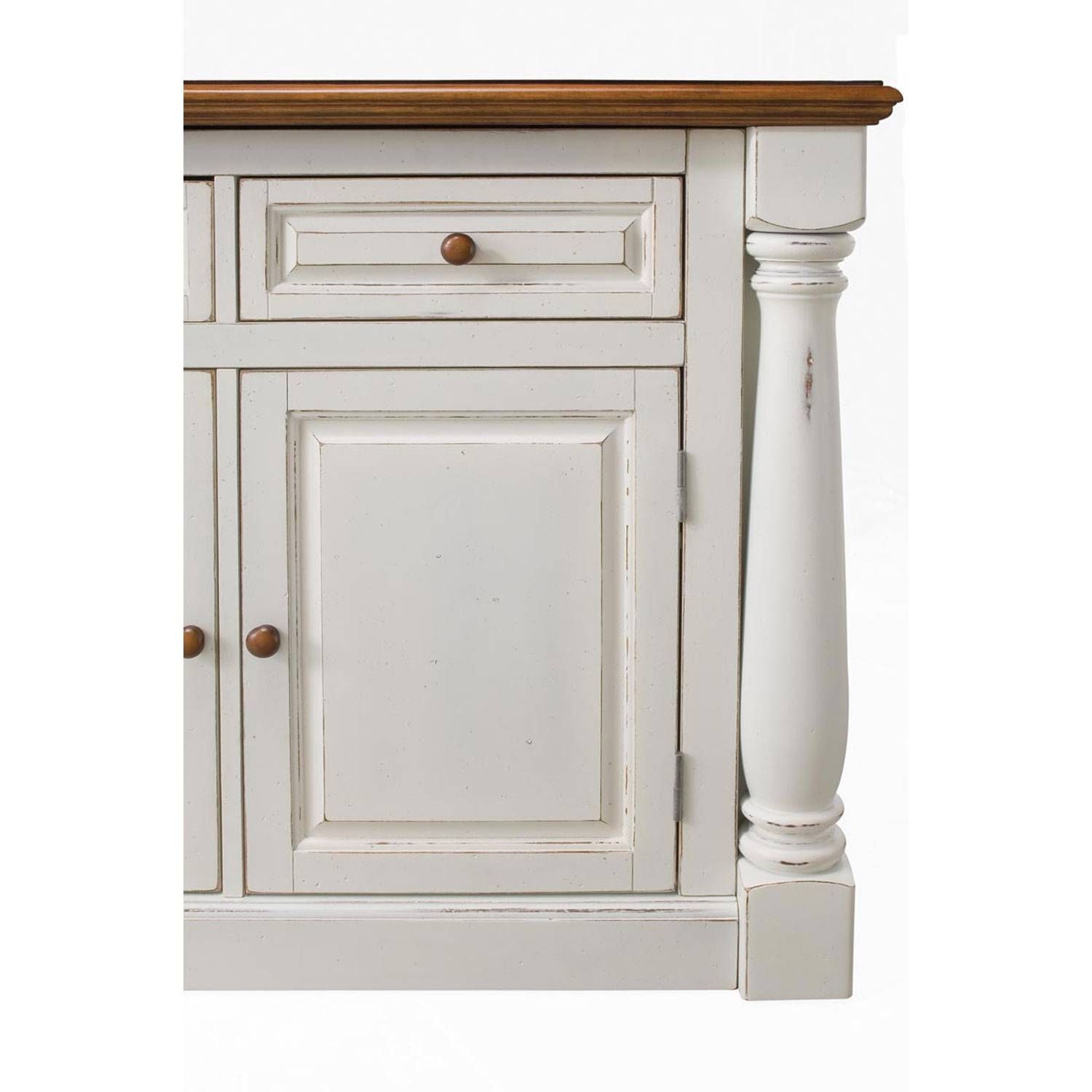 Monarch Antique White Sanded Distressed Kitchen Island Home Styles Regarding White Distressed Sideboard (Photo 6 of 20)