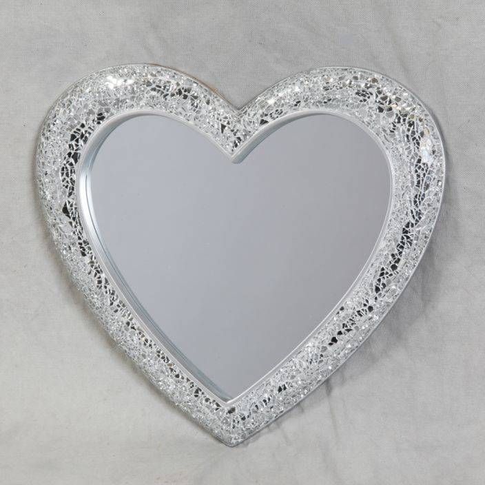 Mosaic Crackle Glass Heart Wall Mirror | French Mirrors Regarding Heart Wall Mirrors (View 2 of 20)