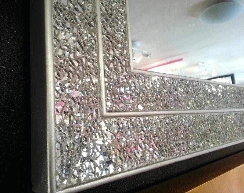 Mosaic Mirror Rectangular Talllarge Silver Crushed Glass Black Within Large Mosaic Mirrors (View 6 of 30)