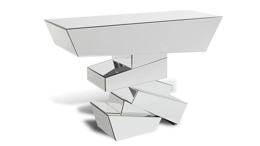 Naxos Glass Mirrored Console Table | Zuri Furniture With Regard To Mirrors Console Table (View 3 of 20)