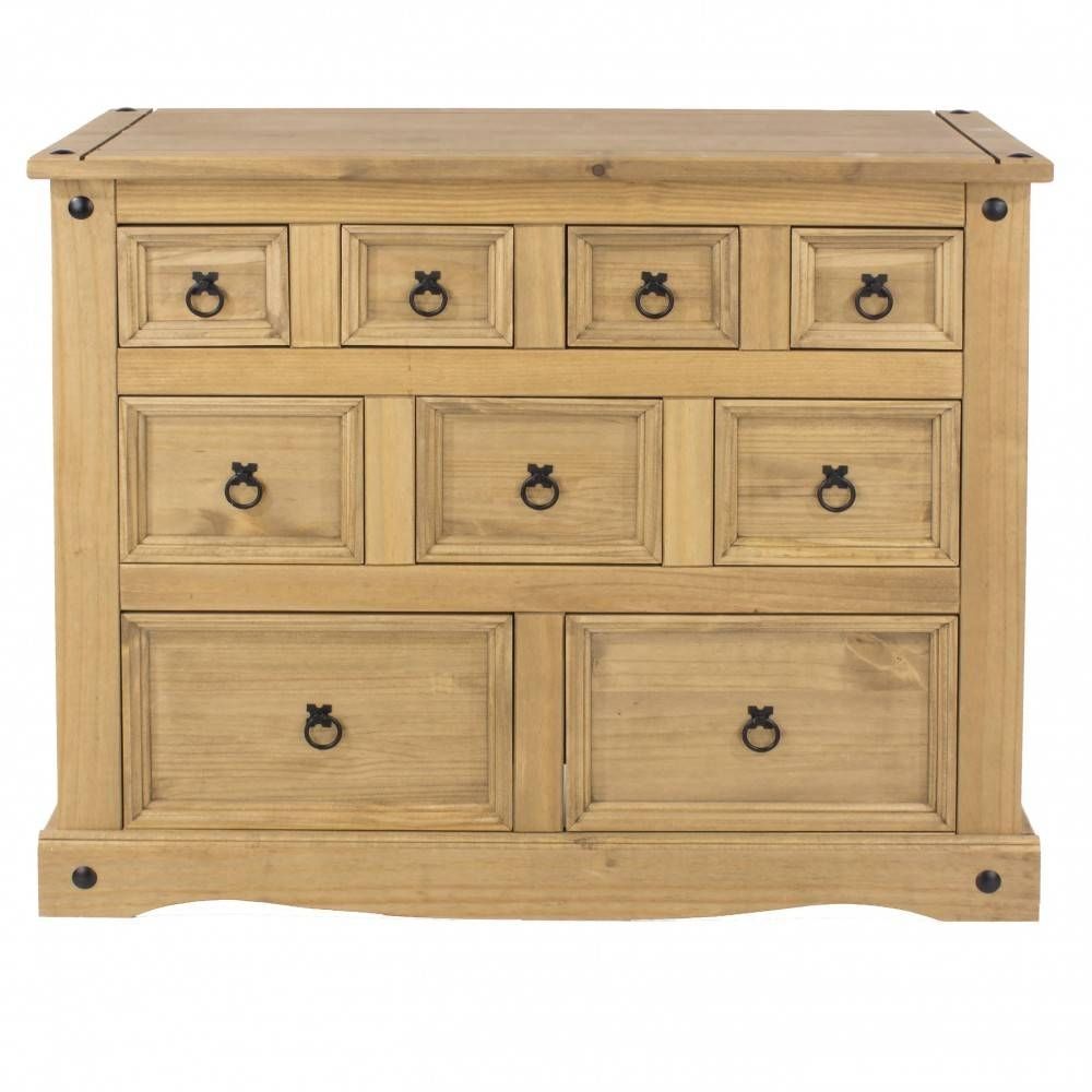 New Corona Mexican Solid Pine 9 Drawer Merchant Sideboard Chest Cr919 With Regard To Mexican Sideboard (View 18 of 20)
