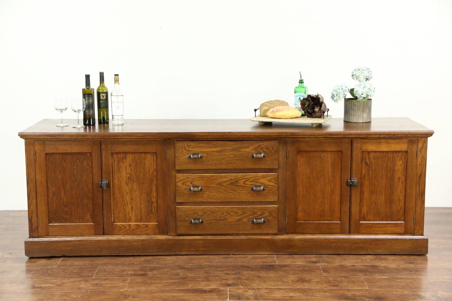 Oak 1900 Antique 8' Kitchen Counter, Sideboard Or Tv Console For Tv Sideboard (View 6 of 20)