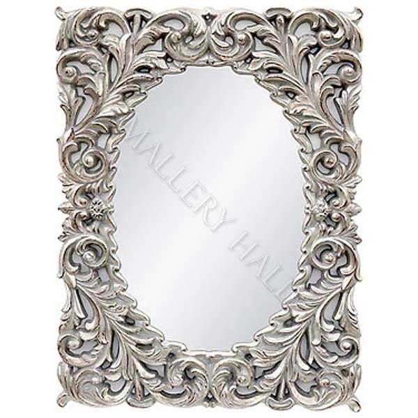 Ornate Carved Rectangle Wall Mirror Regarding Silver Ornate Framed Mirrors (Photo 6 of 20)
