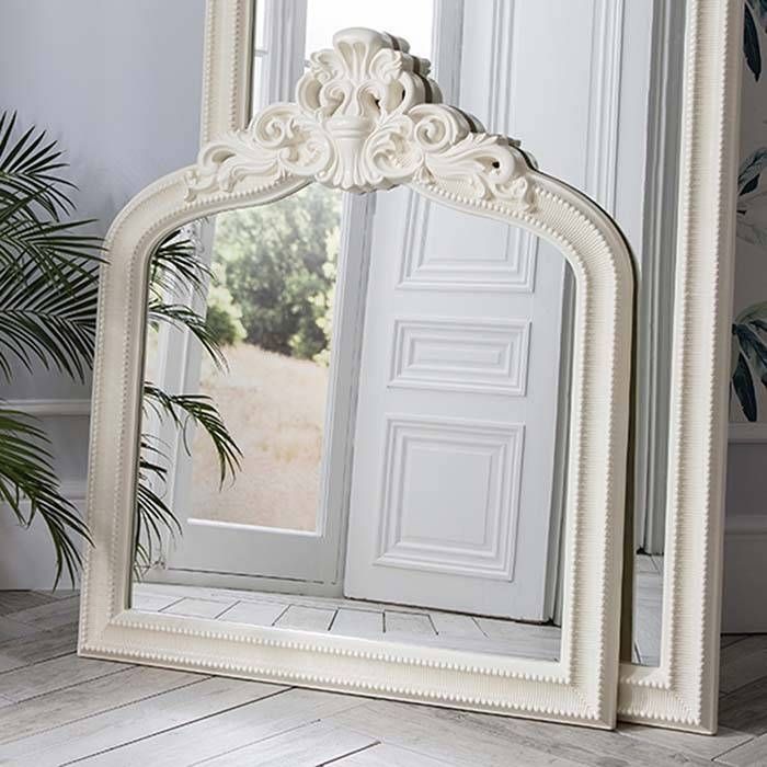 Ornate Cream Crested Overmantel Mirror 112 X 97cm Josephine Intended For Antique Cream Mirrors (View 16 of 20)