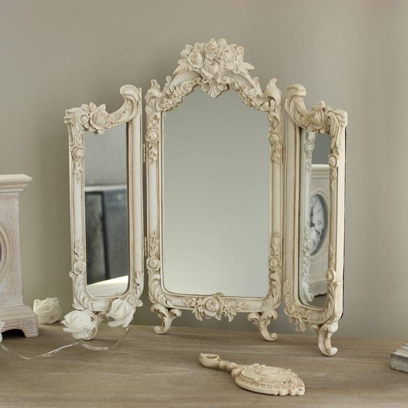 Ornate Rose Triple Mirror – Melody Maison® Pertaining To Ornate Dressing Table Mirrors (Photo 12 of 20)