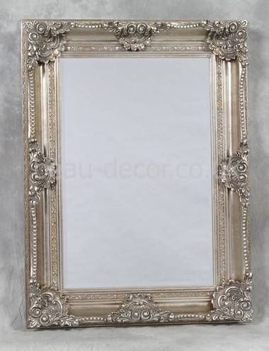 Ornate Silver Bathroom Mirror. Carved Ornate Framed Silver Wall Pertaining To French Style Wall Mirrors (Photo 3 of 30)