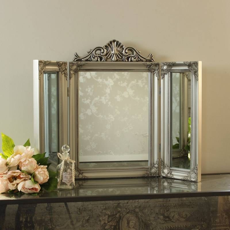 Ornate Silver Dressing Table Triple Mirror – Melody Maison® Intended For Ornate Dressing Table Mirrors (Photo 6 of 20)