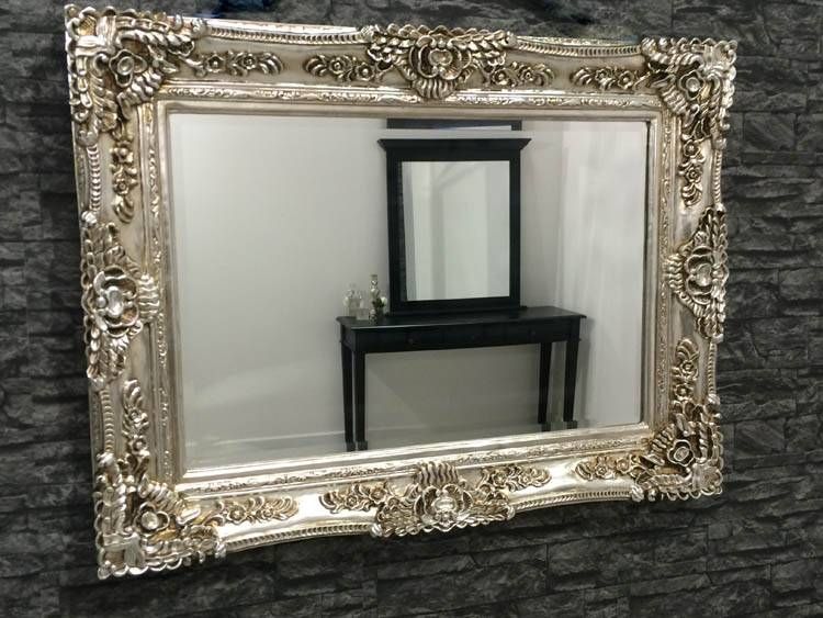 Ornate Swept Frame Silver Mirror 118x87cm Ornate Swept Frame In Silver Ornate Mirrors (View 12 of 30)