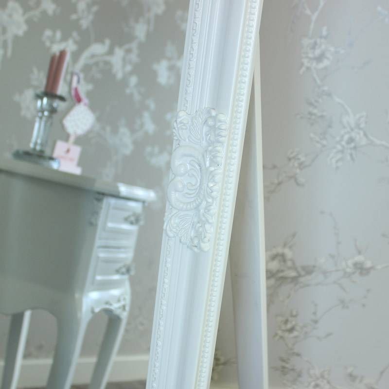 Ornate White Freestanding Cheval Mirror – Melody Maison® Intended For Ornate Free Standing Mirrors (View 11 of 30)