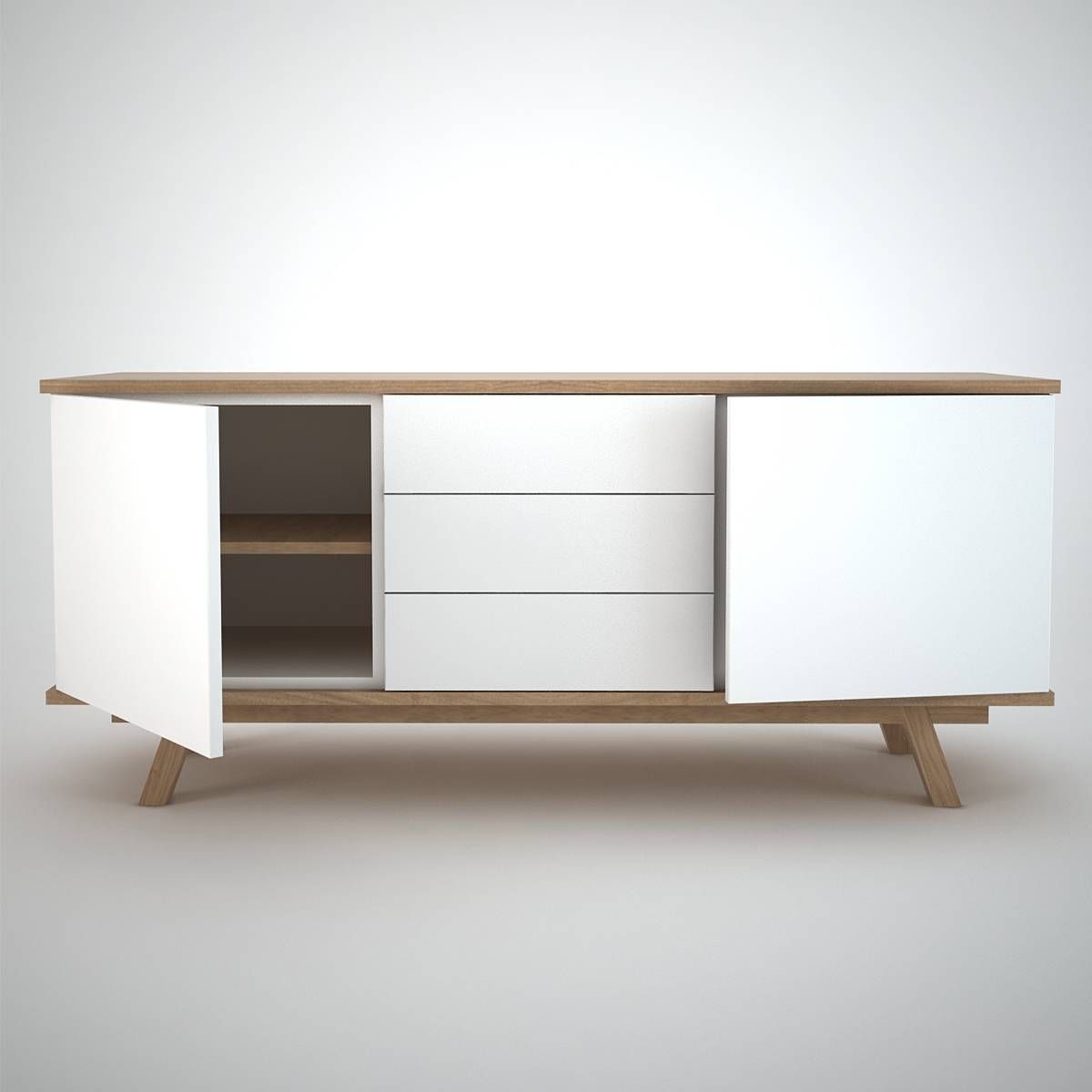 Ottawa Sideboard (2+3) White – Join Furniture Inside White Wooden Sideboards (Photo 3 of 20)