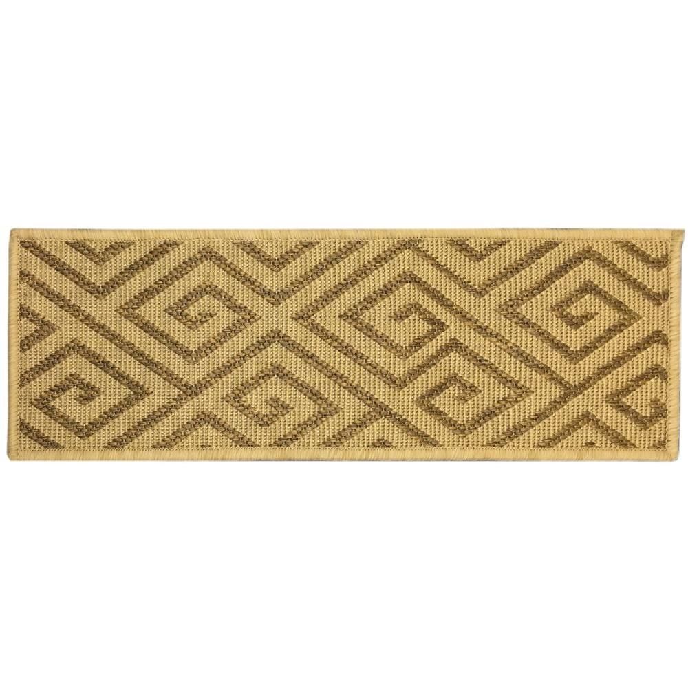 Ottomanson Jardin Collection Geometric Design Beige 9 In X 26 In Pertaining To Indoor Outdoor Carpet Stair Treads (Photo 12 of 20)