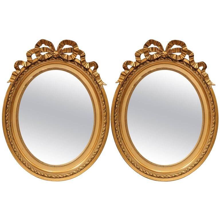 Pair Of 19th Century French Louis Xvi Oval Gilt Mirrors With Regarding Oval French Mirrors (Photo 25 of 30)