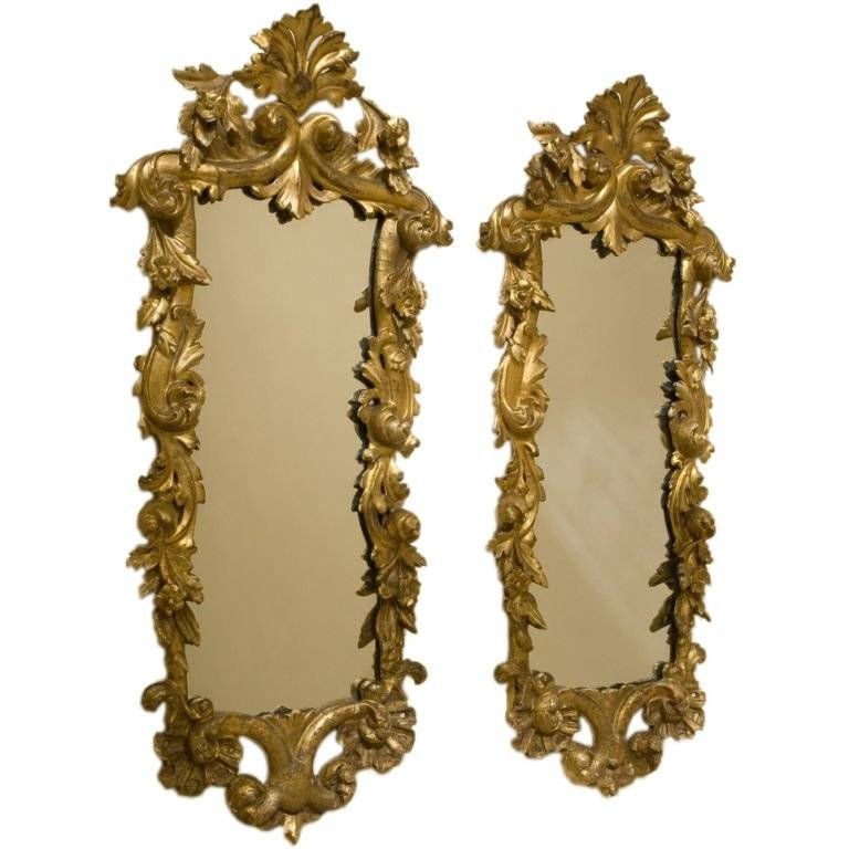 Pair Of Baroque Style Carved And Gilt Wood Mirrors For Sale At 1stdibs Inside Baroque Style Mirrors (Photo 12 of 20)