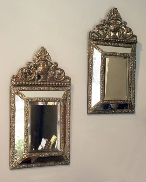 Pair Of Small Antique Wall Mirrors, Pair Of Dutch Mirrors, Pair Of For Antique Wall Mirrors (View 16 of 20)