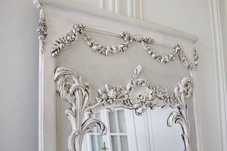 Pair Of Vintage French Style Painted Trumeau Mirrors With Rose Within French Style Mirrors (View 4 of 30)