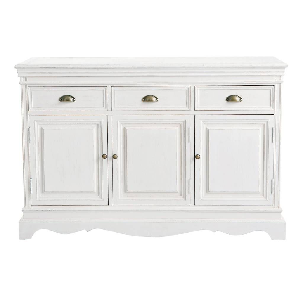 Paulownia Sideboard In White Joséphine | Maisons Du Monde Throughout White Wooden Sideboards (View 6 of 20)