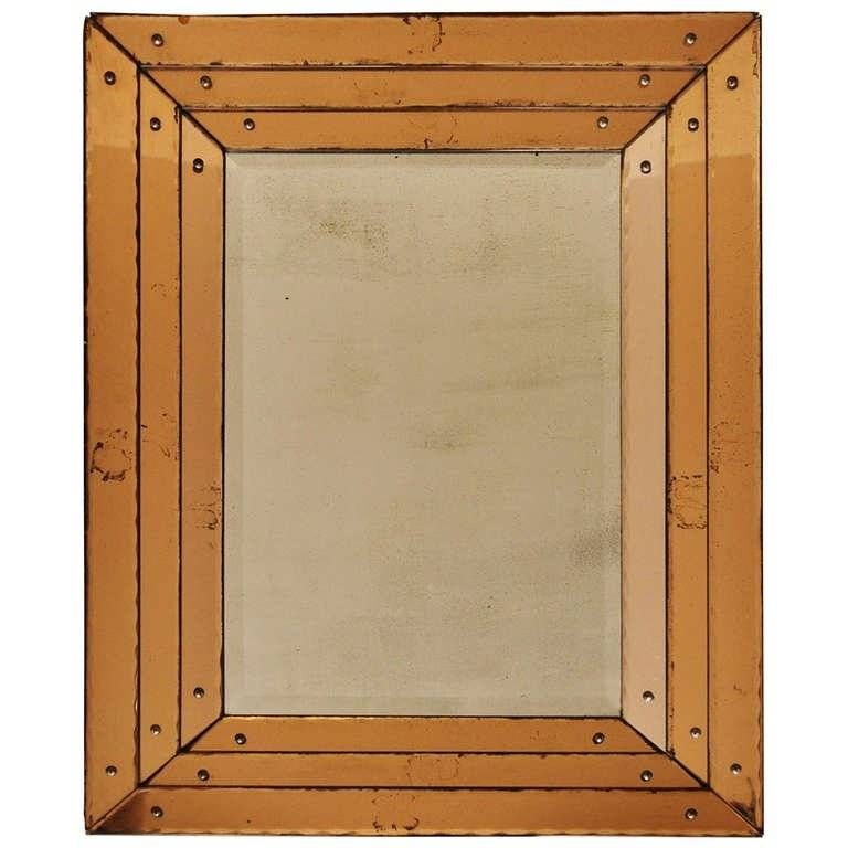 Rare English Art Deco Mirror With Triple Banded And Decal Edged Regarding Art Deco Mirrors (View 18 of 20)