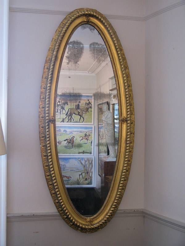 Rare Shape 19th Century Gilded Oval Mirror Of Large Proportions For Large Oval Mirrors (View 3 of 20)
