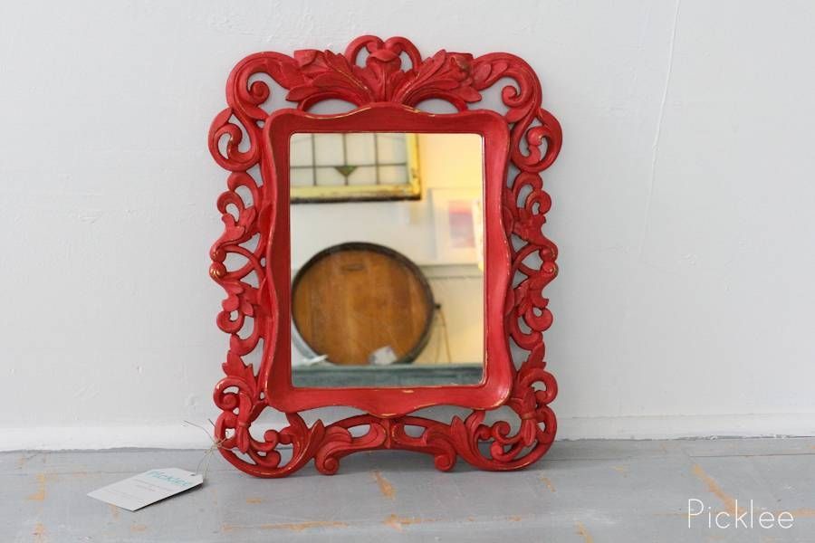 Red + Gold Baroque Mirror [small] – Picklee On Spring Throughout Small Baroque Mirrors (Photo 1 of 20)