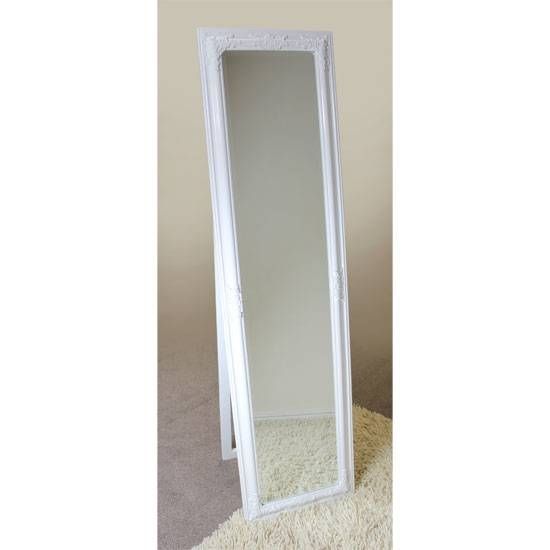 Rocco Cheval Floral White Frame Freestanding Mirror 15891 Pertaining To Long Free Standing Mirrors (View 10 of 20)