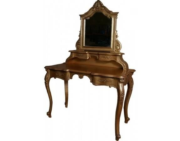 Rococo Gold French Dressing Table | Gold Dressing Table With Inside Gold Dressing Table Mirrors (Photo 14 of 30)