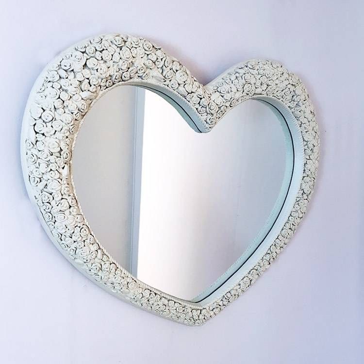 Rose Frame Cream Heart Shaped Wall Mirror 110 X 92cm Rose Cream In Heart Wall Mirrors (Photo 1 of 20)