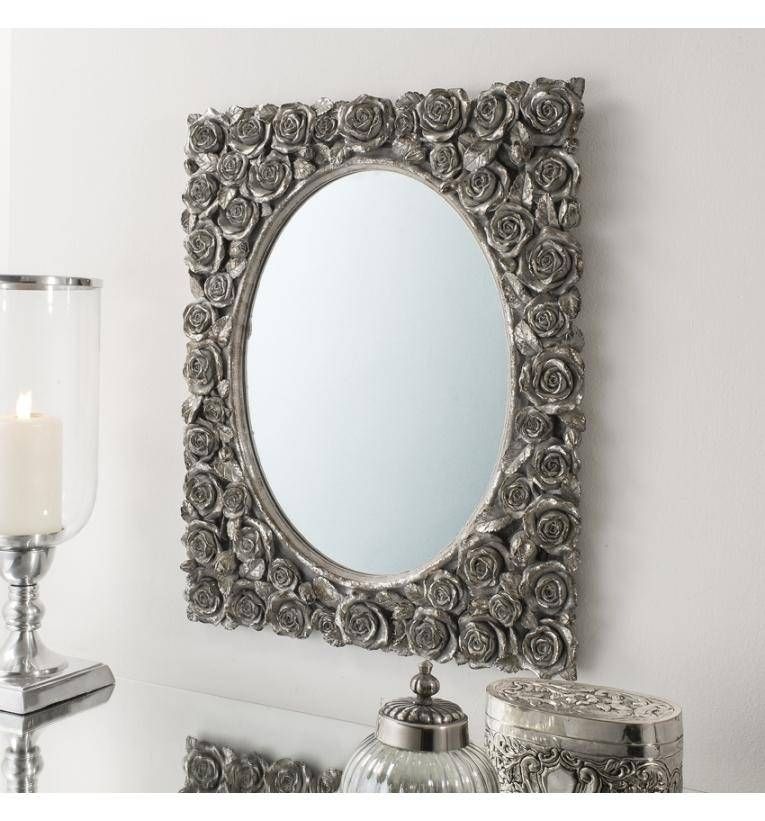 Roses Silver Framed Oval Inset Mirror (stand Or Hang) – £ (View 2 of 20)