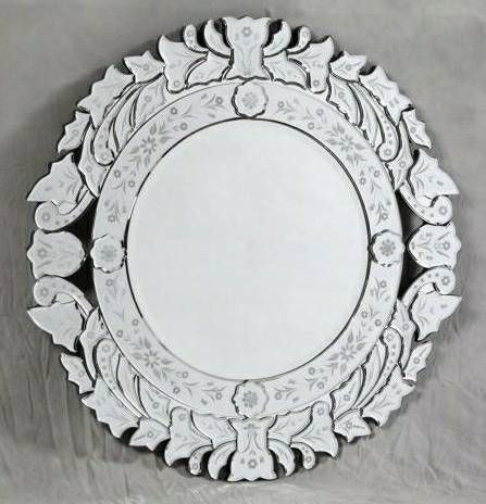 Round Etched Venetian Mirror In Round Venetian Mirrors (View 5 of 30)